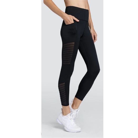 NWT Tail Activewear Annalee 24” Black Onyx High-Waisted Leggings Mesh Panels - Picture 1 of 10